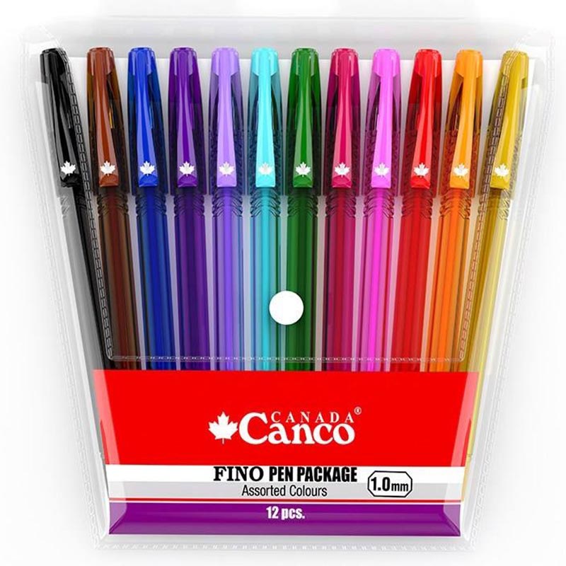 خودکار کنکو رنگی Canco Fino 1mm بسته ۱۲ عددی
