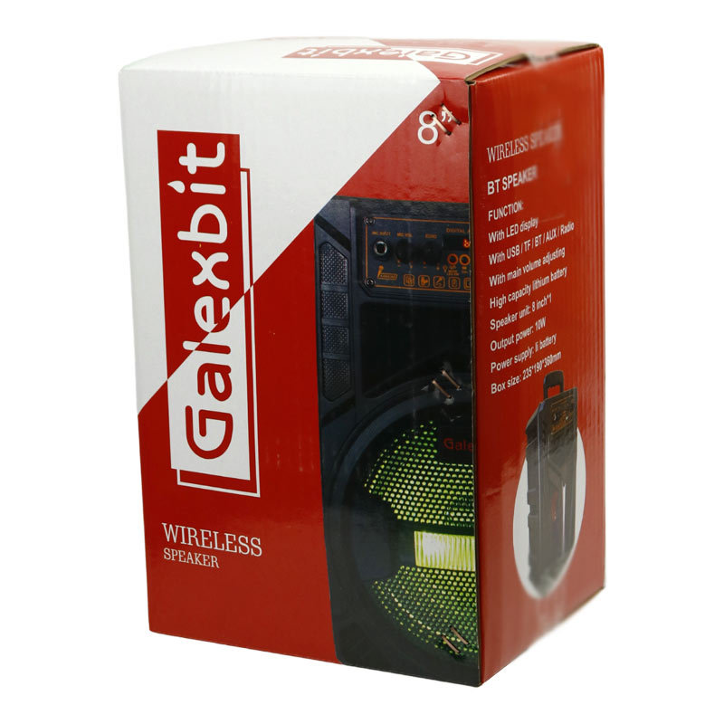 اسپیکر چمدانی بلوتوثی رم و فلش خور Galexbit GS-14 + میکروفون و ریموت کنترل