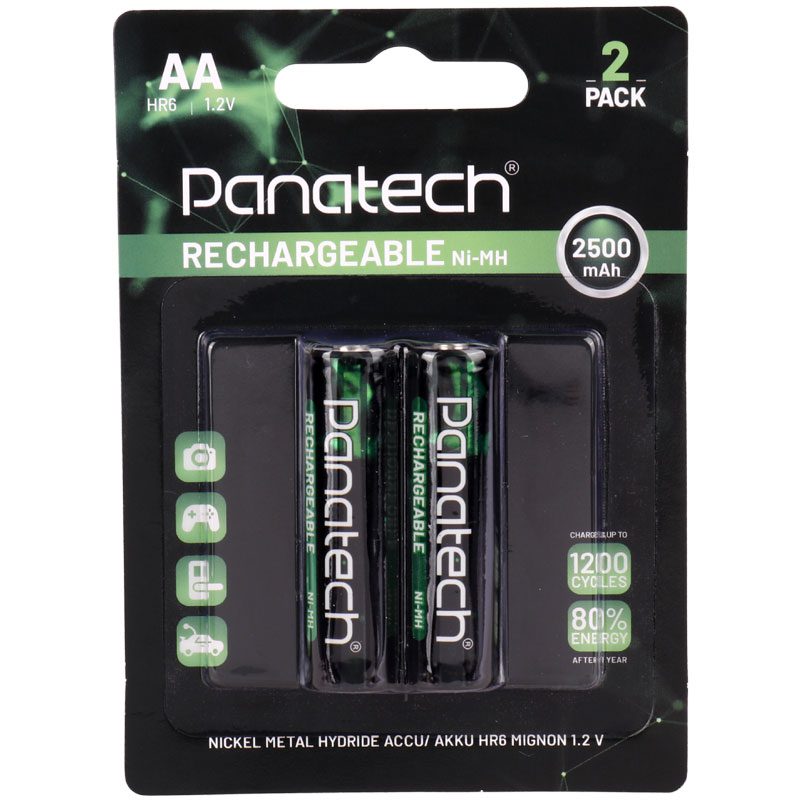 باتری دوتایی قلمی شارژی panatech rechargeable ni-mh hr6 aa 2500mah