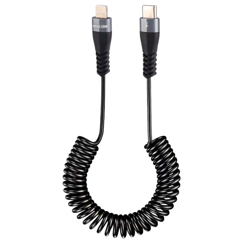 کابل تبدیل فست شارژ green lion gnsprngctlbk type-c to lightning 3a pd 27w 1.8m