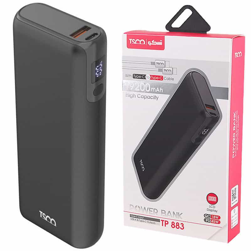 پاور بانک فست شارژ 19200 تسکو TSCO TP 883 QC3.0 PD 65W