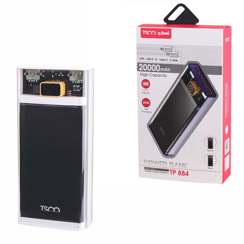 پاور بانک فست شارژ تسکو TP 884 QC3.0 PD3.0 20W ظرفیت 20000 میلی آمپر ساعت