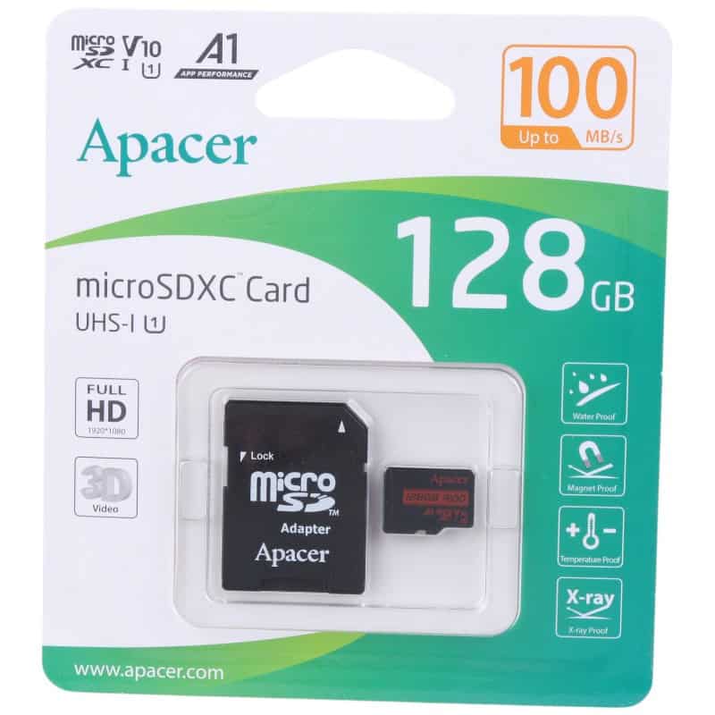 رم میکرو 128 گیگ اپیسر Apacer Rioo A1 V10 U1 C10 100MB/s + خشاب