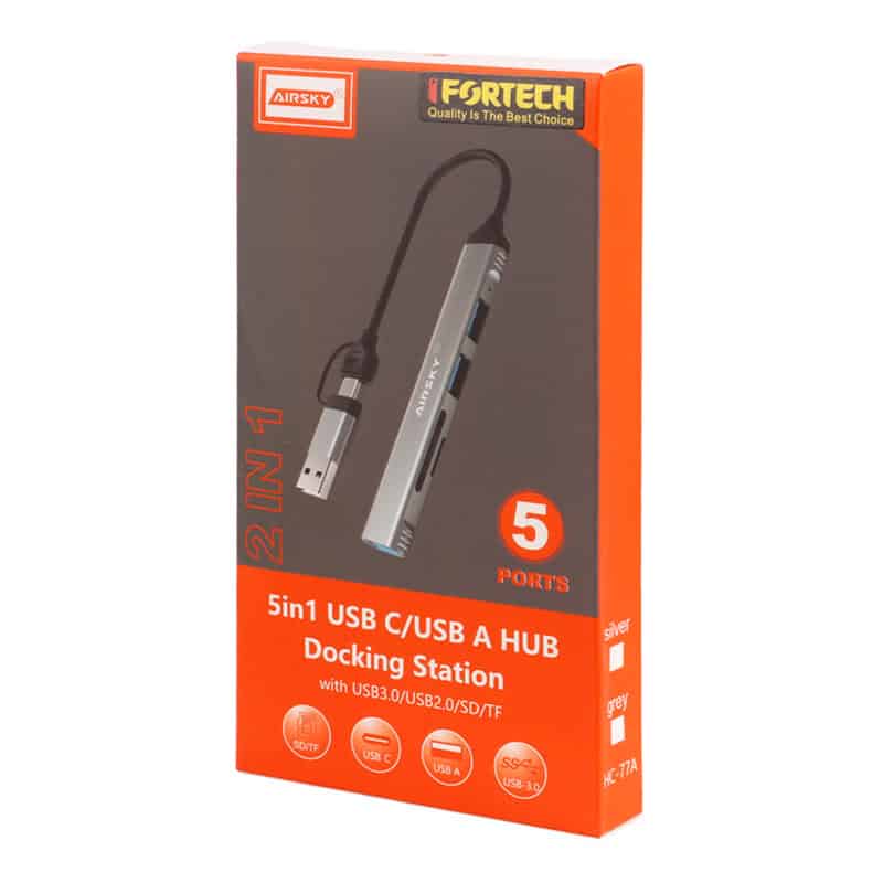 هاب 3 پورت Type-C/USB3.0 ایفورتک Airsky HC-77A