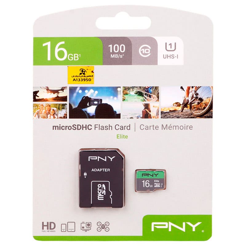 رم میکرو 16 گیگ پی ان وای PNY Elite U1 C10 100MB/s + خشاب