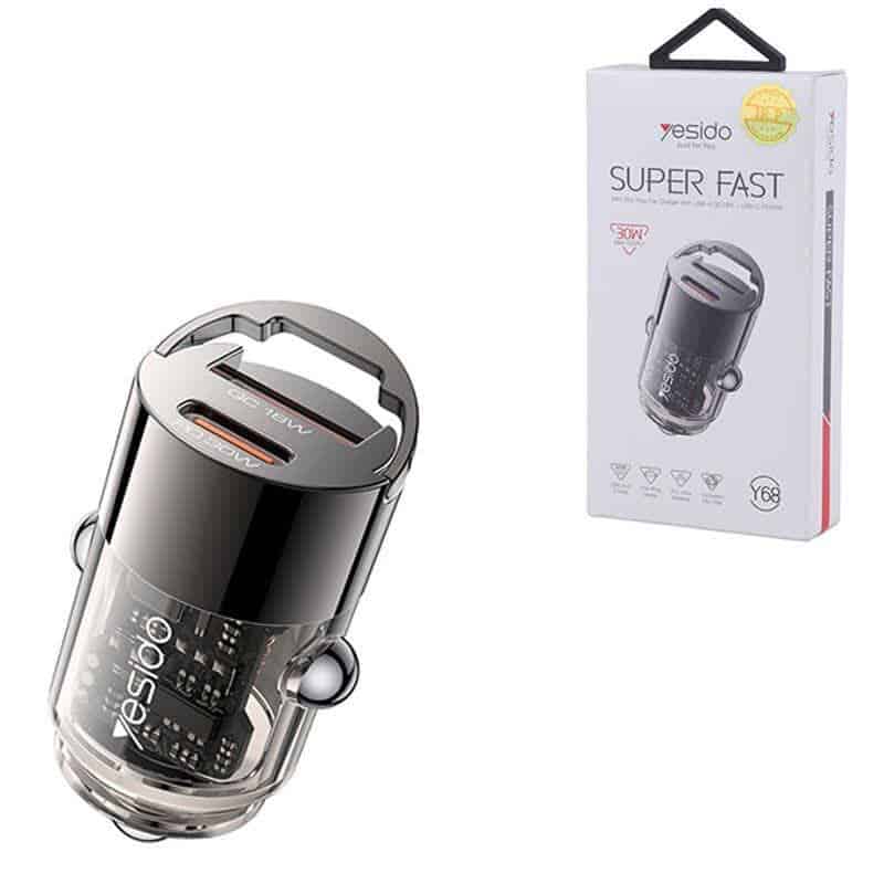 شارژر فندکی فست شارژ Yesido Y68 QC PD 3A 30W